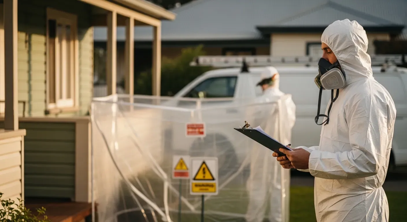 Licensed asbestos professional reviewing compliance documentation in Perth
