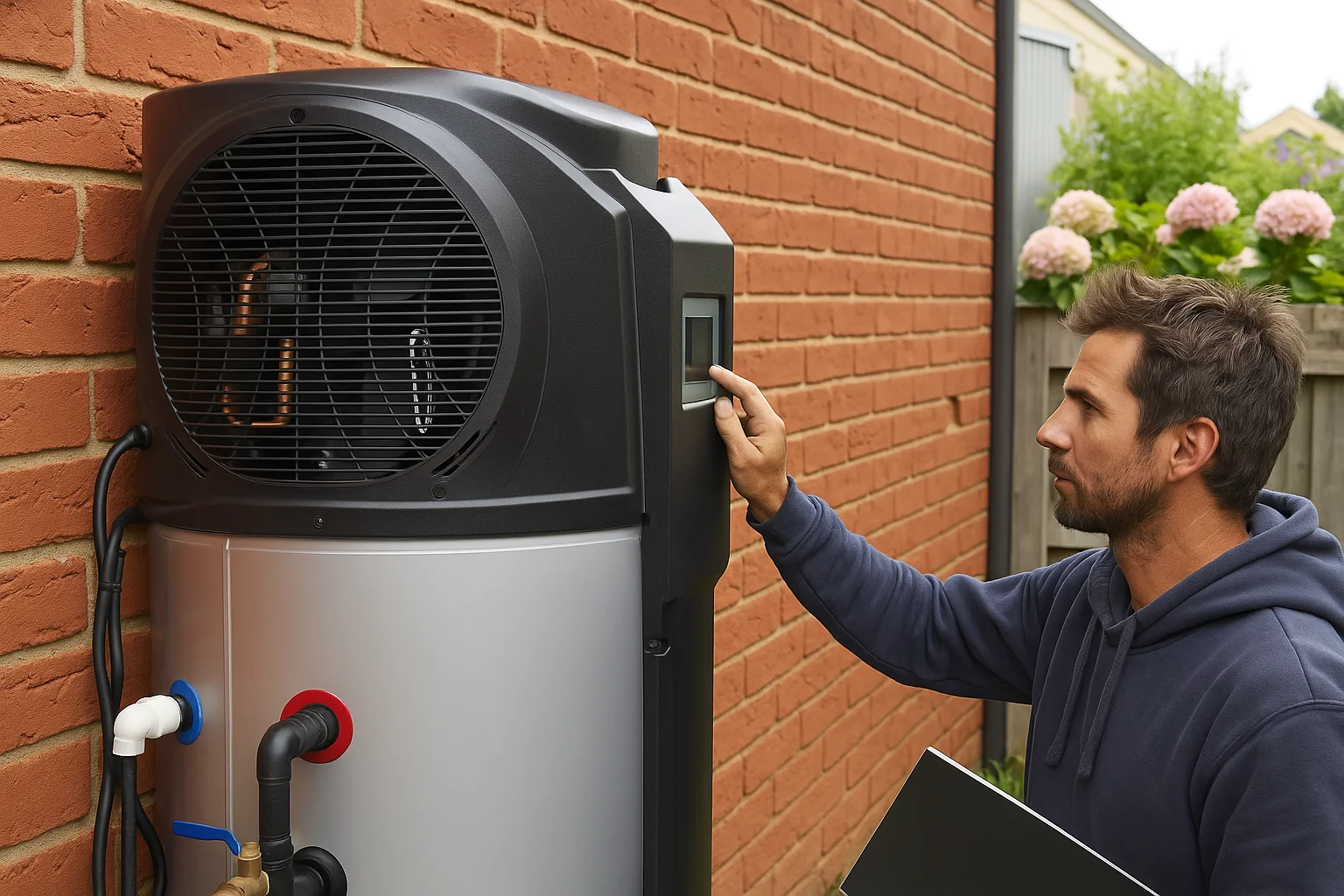 Professional heat pump hot water system installation by licensed plumber